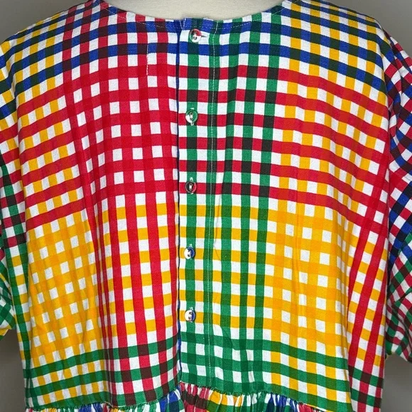 Multi-Color Gingham Midi Dress - Vibrant Check Pattern - Picture 4 of 7